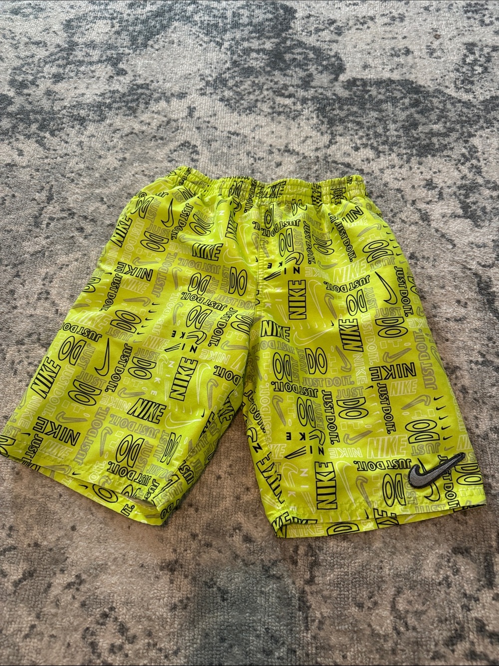 Nike Neon Yellow Graphic Logo Swim Shorts